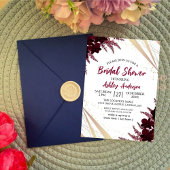 Burgundy Marsala Fall Winter Bridal Shower Floral 招待状