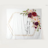 Burgundy Marsala Future Mrs.ブライダルシャワー背景 タペストリー (正面(横))