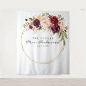 Burgundy Marsala Future Mrs.ブライダルシャワー背景 タペストリー (正面)