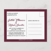 Burgundy Marsala Red Photo日付はがきを保存 案内ポストカード (裏面)