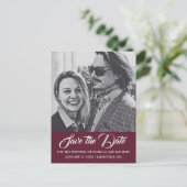 Burgundy Marsala Red Photo日付はがきを保存 案内ポストカード (スタンド正面)