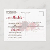 Burgundy Marsala Red Roses Save the Date 案内ポストカード (裏面)