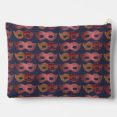 Burgundy Masquerade Masks Pattern アクセサリーポーチ (裏面)