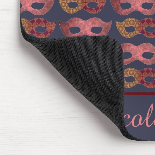 Burgundy Masquerade Masks Pattern Personalised マウスパッド (コーナー)