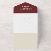 Burgundy Minimalistの結婚写真QRコードRSVP オールインワン招待状 (外側)