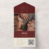 Burgundy Minimalistの結婚写真QRコードRSVP オールインワン招待状 (内側)