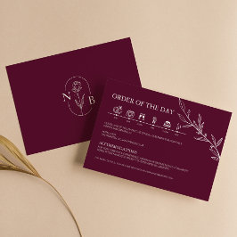 Burgundy Minimalist Boho Wedding Timeline エンクロージャーカード