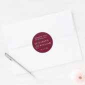 Burgundy Minimalist Monogram結婚's Thank You ラウンドシール (封筒)