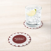 Burgundy Minimalist Paper Wedding Coasters ペーパーコースター (インサイチュ)