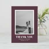 Burgundy Modern Bold Typography Wedding Thank You  サンキューカード (スタンド正面)