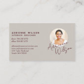 Burgundy Modern Elegant Signature Minimalist Photo 名刺 (裏面)