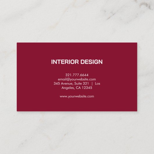 Burgundy Modern Elegant Simple Monogram Name 名刺 (裏面)