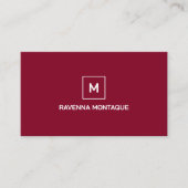 Burgundy Modern Elegant Simple Monogram Name 名刺 (正面)