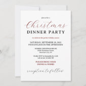 Burgundy Modern Minimal Christmas Dinner Party 招待状 (正面)