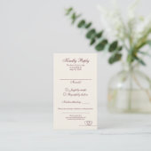 Burgundy Modern Mix and Match Wedding RSVP Card 名刺 (スタンド正面)