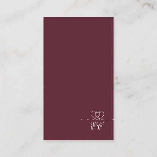 Burgundy Modern Mix and Match Wedding RSVP Card 名刺 (裏面)