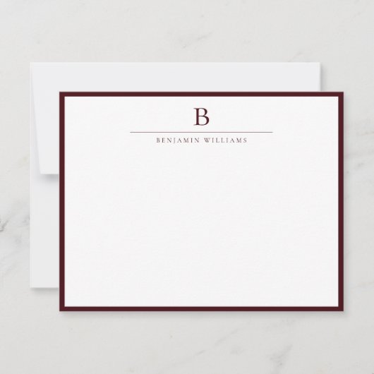 Burgundy Modern Stationery Classic  ノートカード (正面)