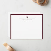 Burgundy Modern Stationery Classic  ノートカード (正面/裏面インサイチュ)