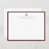 Burgundy Modern Stationery Classic  ノートカード (正面/裏面)