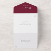 Burgundy Monogram写真結婚撮影日 オールインワン招待状 (外側)