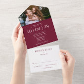 Burgundy Monogram写真結婚撮影日 オールインワン招待状 (貼ってはがせる)