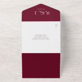 Burgundy Monogram QRコード結婚の日付 オールインワン招待状 (外側)