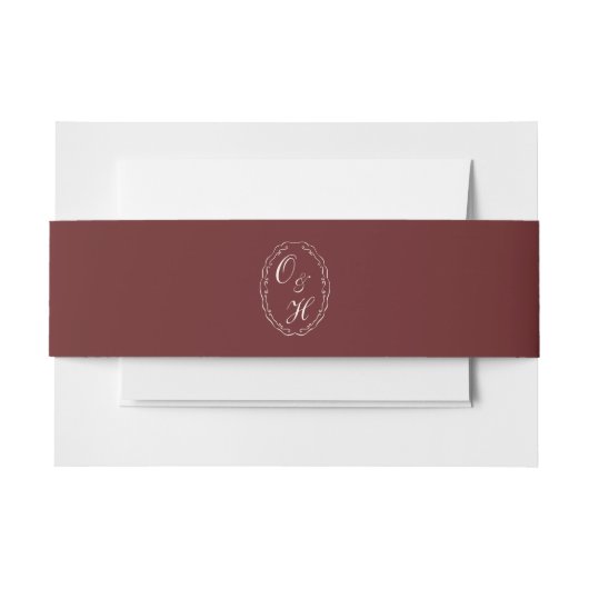Burgundy Monogram Wedding Belly Band 招待状ベリーバンド (正面例)