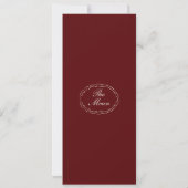Burgundy Monogram Wedding Long Menu Card 招待状 (裏面)