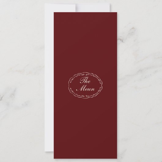 Burgundy Monogram Wedding Long Menu Card 招待状 (裏面)