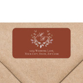 Burgundy Monogram Wedding Return Address ラベル