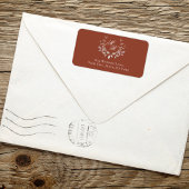 Burgundy Monogram Wedding Return Address ラベル