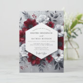 Burgundy Moody Botanical Wedding 招待状 (スタンド正面)