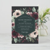 Burgundy Moody Floral Elegance Wedding 招待状 (スタンド正面)