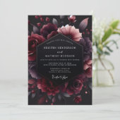 Burgundy Moody Floral Enchantment Wedding 招待状 (スタンド正面)