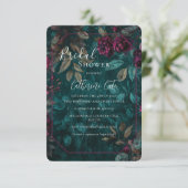 Burgundy Moody Peonies Floral Bridal Shower 招待状 (スタンド正面)