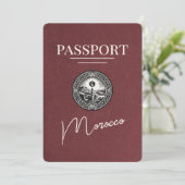 Burgundy Morocco Passport日付の保存 セーブザデート (スタンド正面)