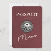 Burgundy Morocco Passport日付の保存 セーブザデート (正面)