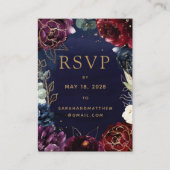 Burgundy Navyのオ結婚ンラインRSVPカード 名刺 (正面)