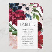 Burgundy & Navyのテー結婚ブル座席表カード 招待状 (正面/裏面)