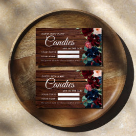 Burgundy & Navyキャンディースシャワーゲームカードの数 プレイスカード