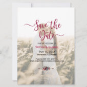Burgundy Navyフローラブルー写真Save the Date セーブザデート (裏面)