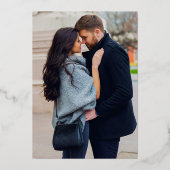 Burgundy Navyフローラ金ゴールド写真 箔招待状 (裏面)