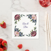 Burgundy Navy and Blush Peony Wedding Floral スタンダードカクテルナプキン (インサイチュ)