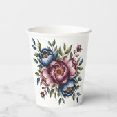 Burgundy Navy and Blush Peony Wedding Floral 紙コップ (裏面)