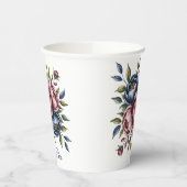 Burgundy Navy and Blush Peony Wedding Floral 紙コップ (左)