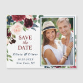 Burgundy Navy Blue日付磁気カードを保存 (正面)