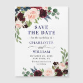 Burgundy Navy Blue日付磁気カードを保存 (正面)