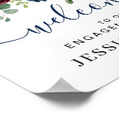 Burgundy Navy Blue Blush ENGAGEMENT PARTY Welcome ポスター (角)