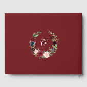 Burgundy Navy Blue Blush Floral Wedding Shower ゲストブック (裏面)