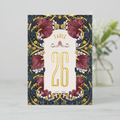 Burgundy Navy Blue Pimpernel Morris Table Numbers 箔招待状 (立ち正面)